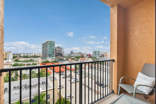 a view of city from a balcony