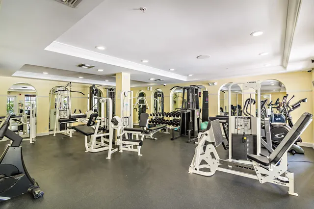 a view of a room with gym equipment