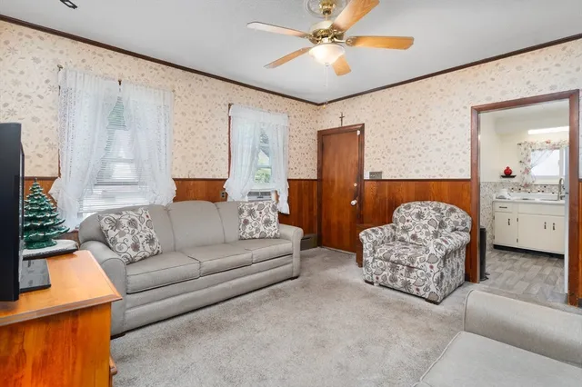 a living room with furniture