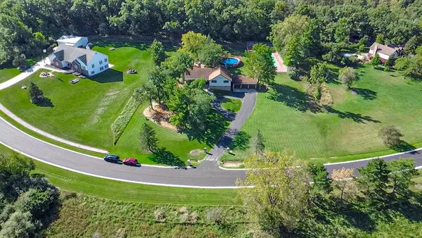 an aerial view of a house