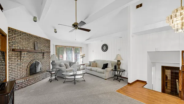 a living room with furniture