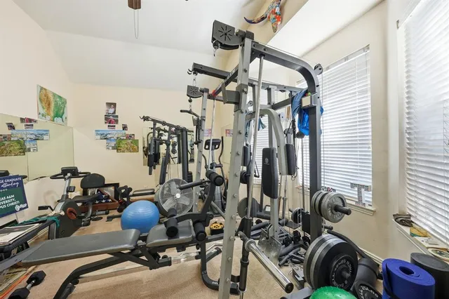 a view of a room with gym equipment