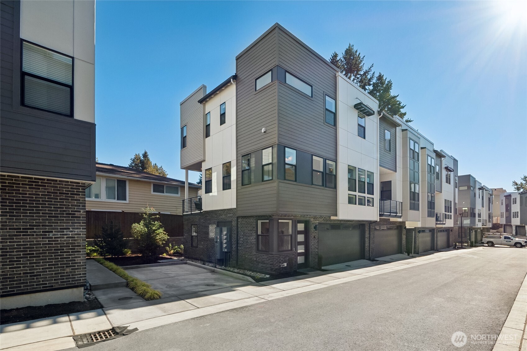 a view of a building with a street