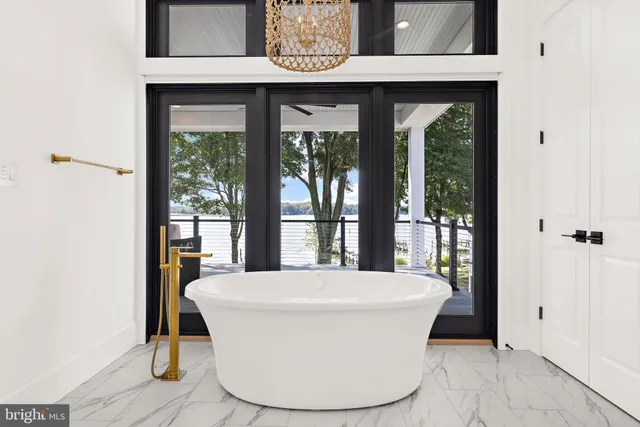 a view of a living room with a large window