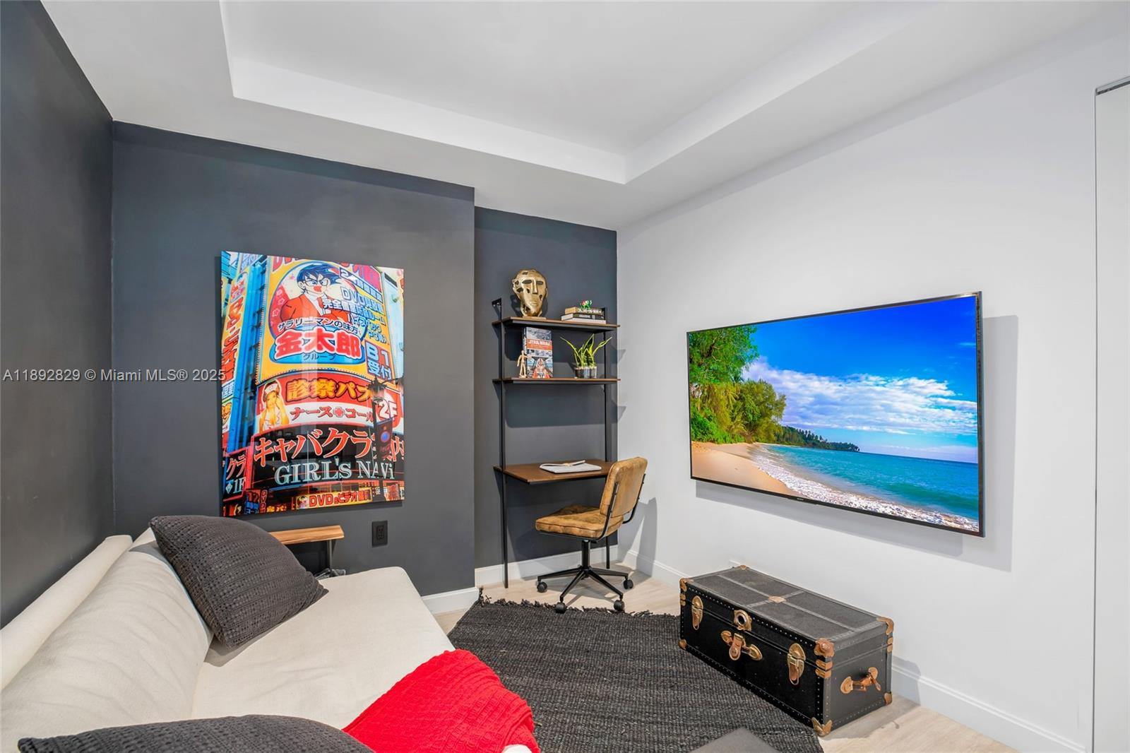 55 Southwest 9th Street, Unit 3205 Miami, FL 33130 - Photo 17 of 39 a living room with furniture and wall paintings