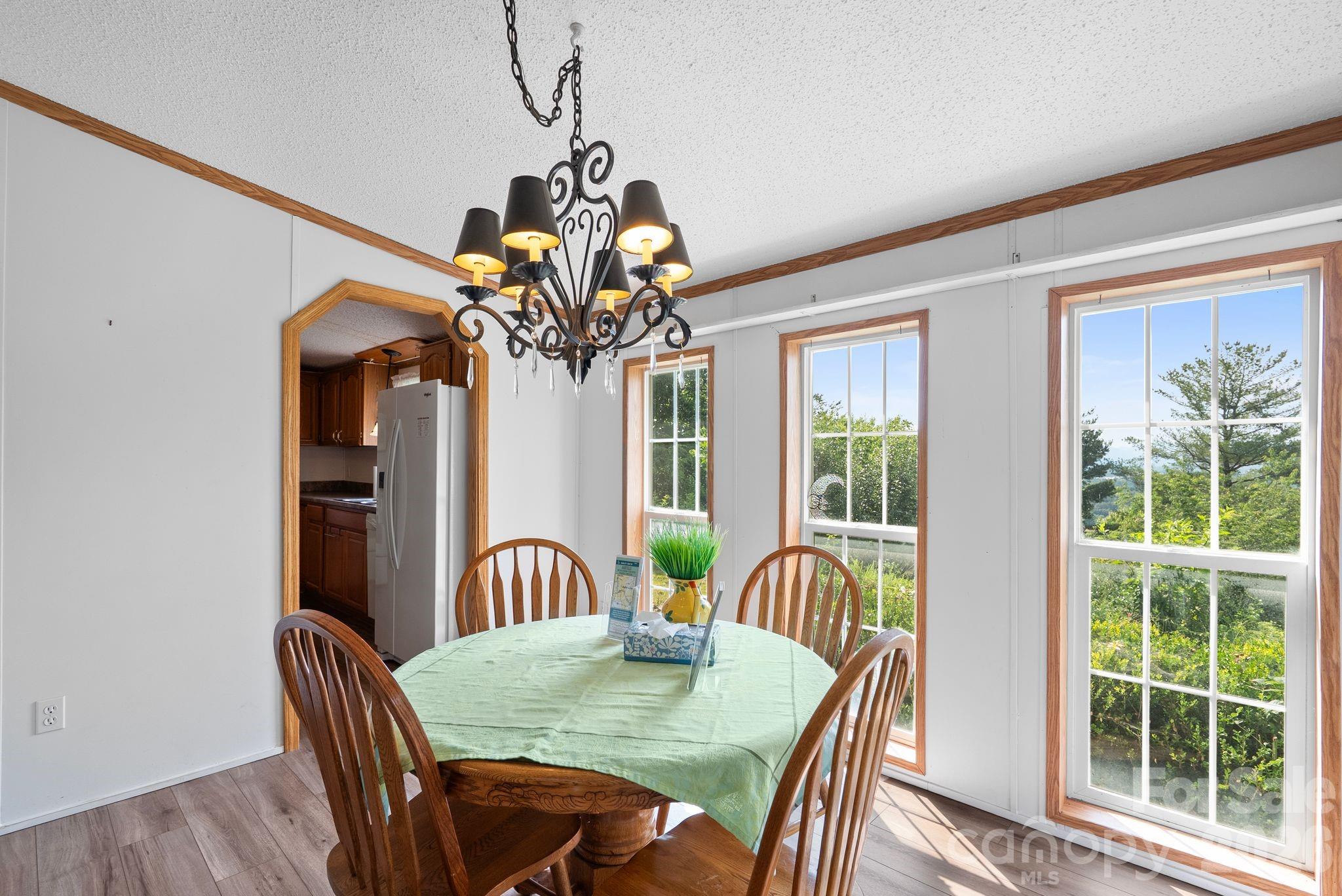 133 Spivey Mountain Road Asheville, NC 28806 - Photo 6 of 40 a dining room with furniture a livingroom and chandelier