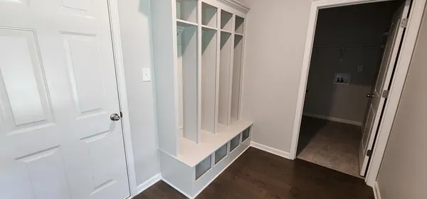 an empty room with windows