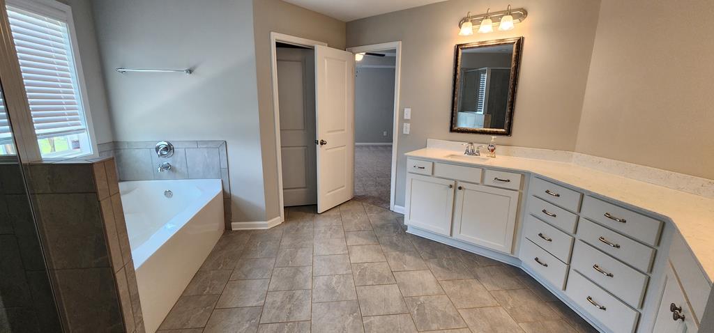 486 Abberly Lane Ellerslie, GA 31807 - Photo 43 of 67 a spacious bathroom with a double vanity sink a mirror and a bathtub