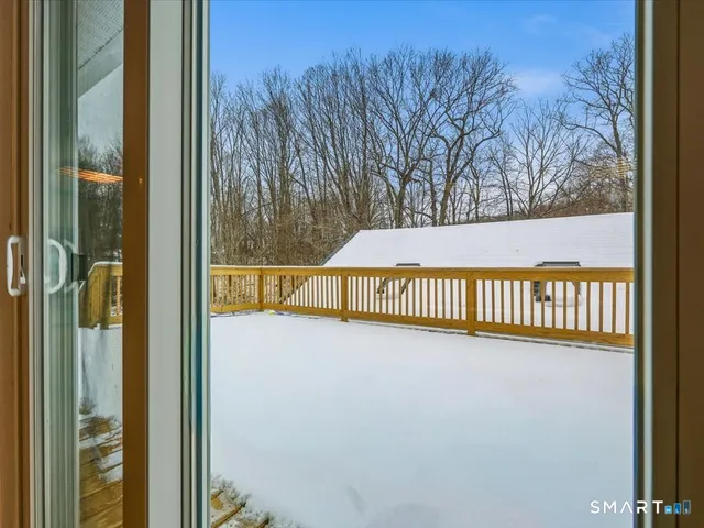 a view of a balcony from a window