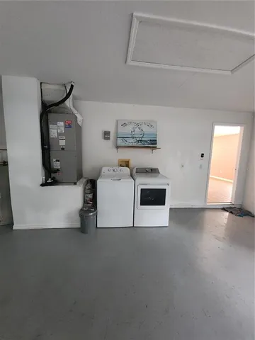 a view of a garage with furniture