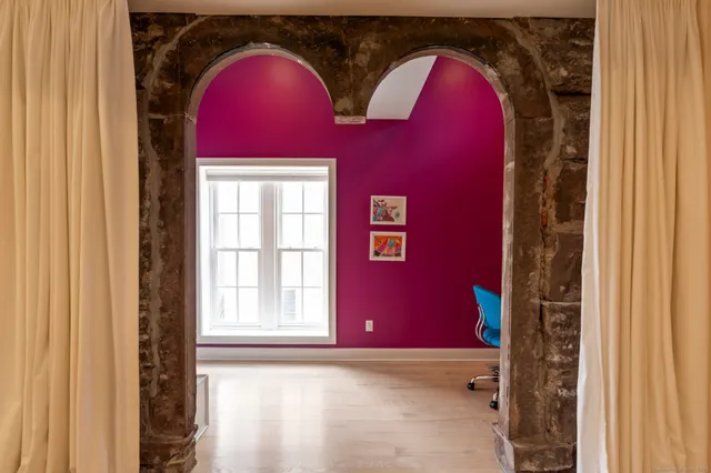 a view of front door with small space