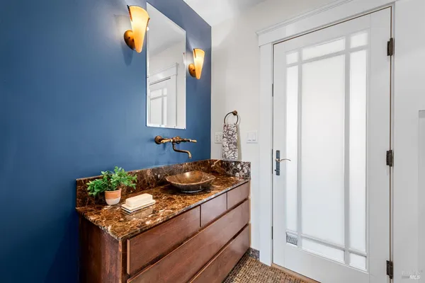 a sink and a mirror