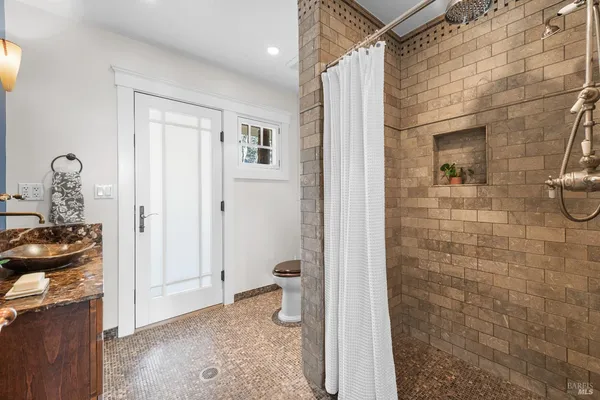 a bathroom with a shower
