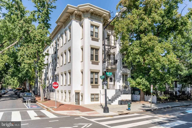 front view of a building with street view