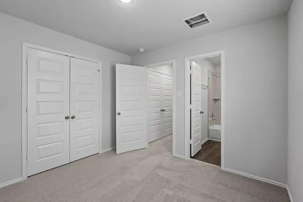 an empty room with closet
