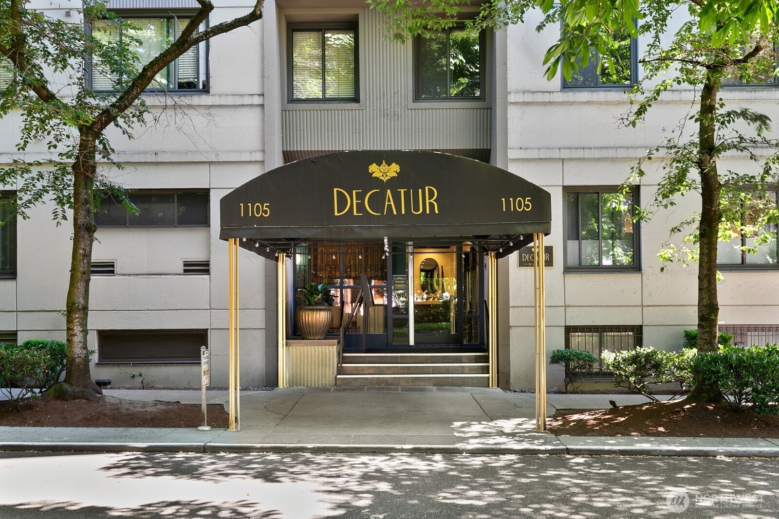 a front view of a building with entryway