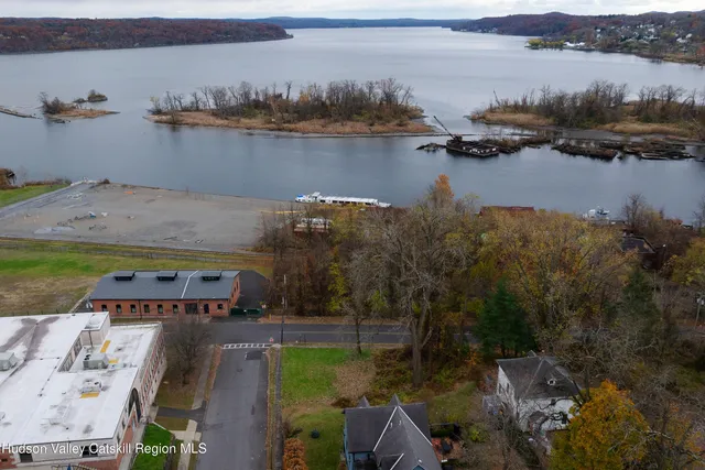 a view of a lake with houses