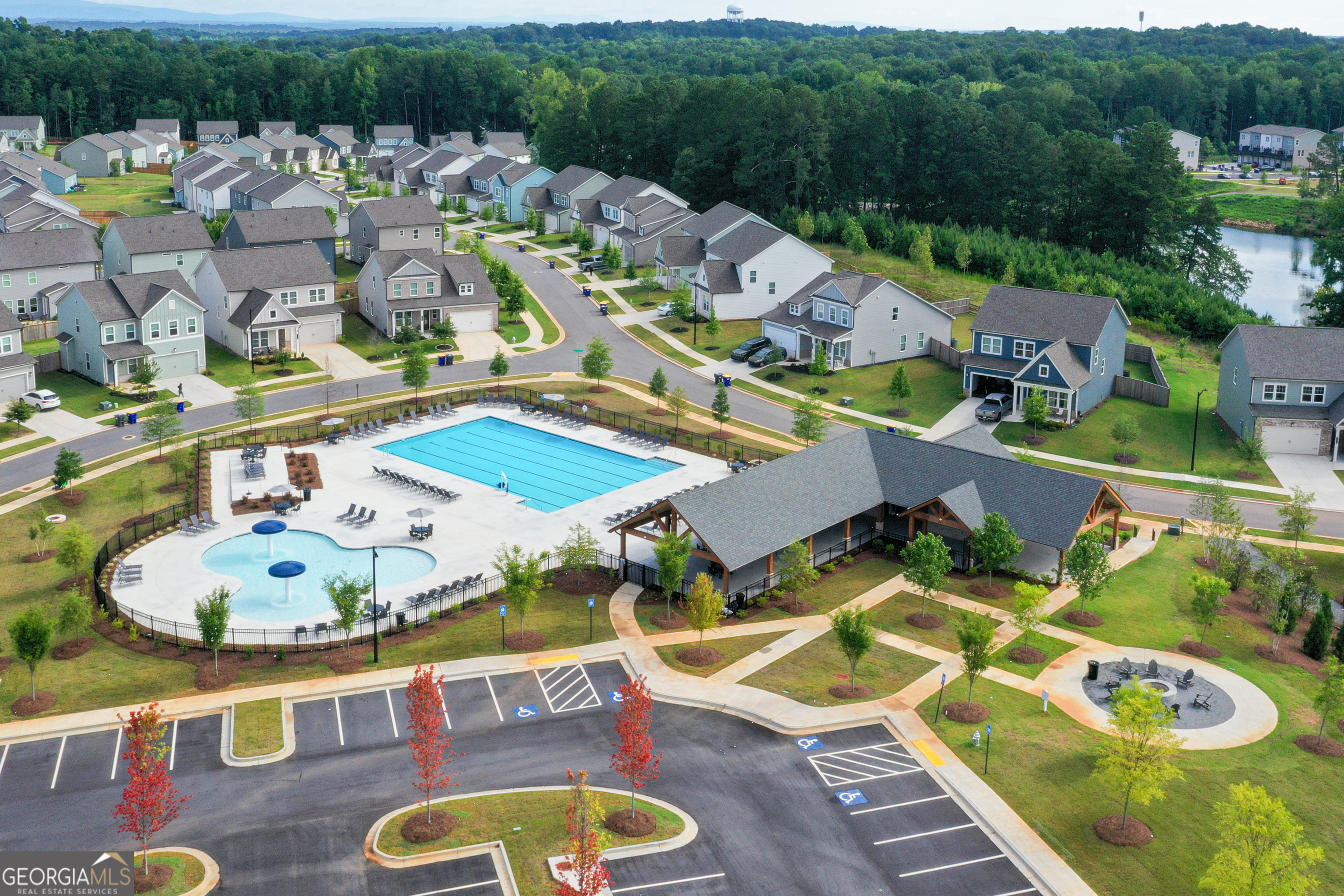 732 Coventry Cv Way Acworth, GA 30102 - Photo 23 of 41 an aerial view of a swimming pool patio and mountain view