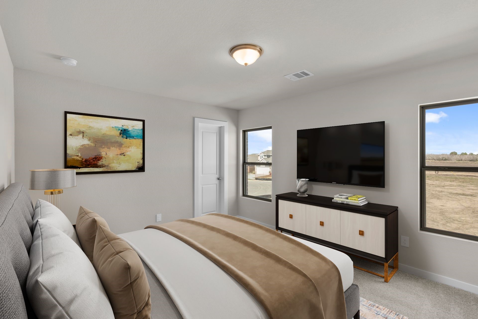 13319 Prado Rdg Lane Rosharon, TX 77583 - Photo 12 of 33 a bedroom with a bed and a flat screen tv