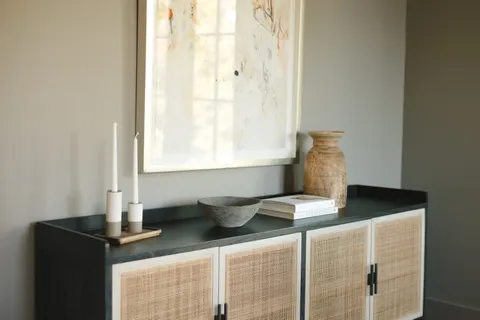 a view of white cabinets