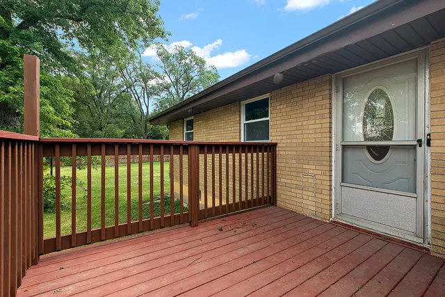 a view of backyard from deck