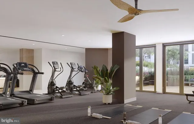 a view of a room with gym equipment