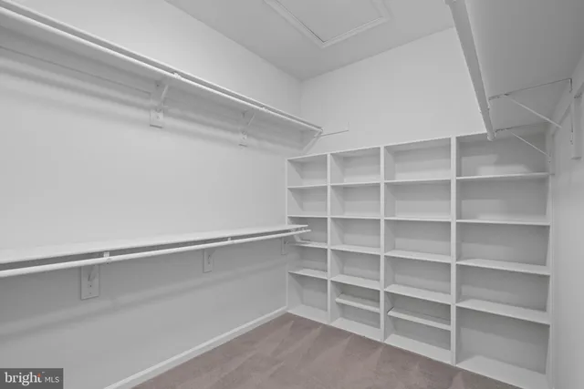 a view of an empty walk in closet
