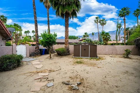 a view of a backyard
