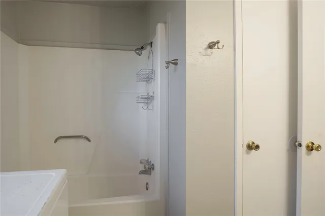 a bathroom with a bathtub