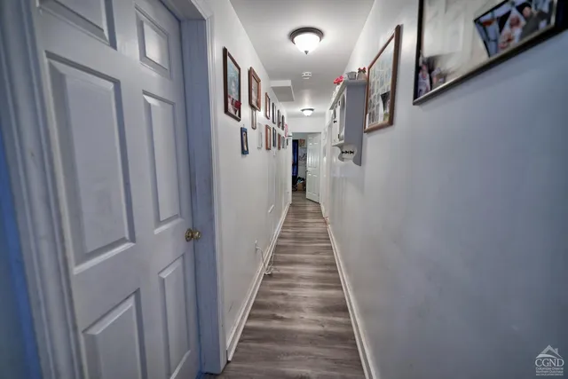 a bedroom with a bed and a closet