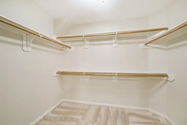 a view of a room with racks on the wall