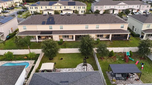 an aerial view of a house