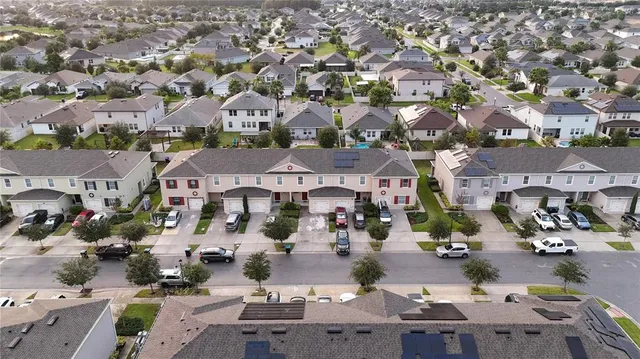 an aerial view of a city