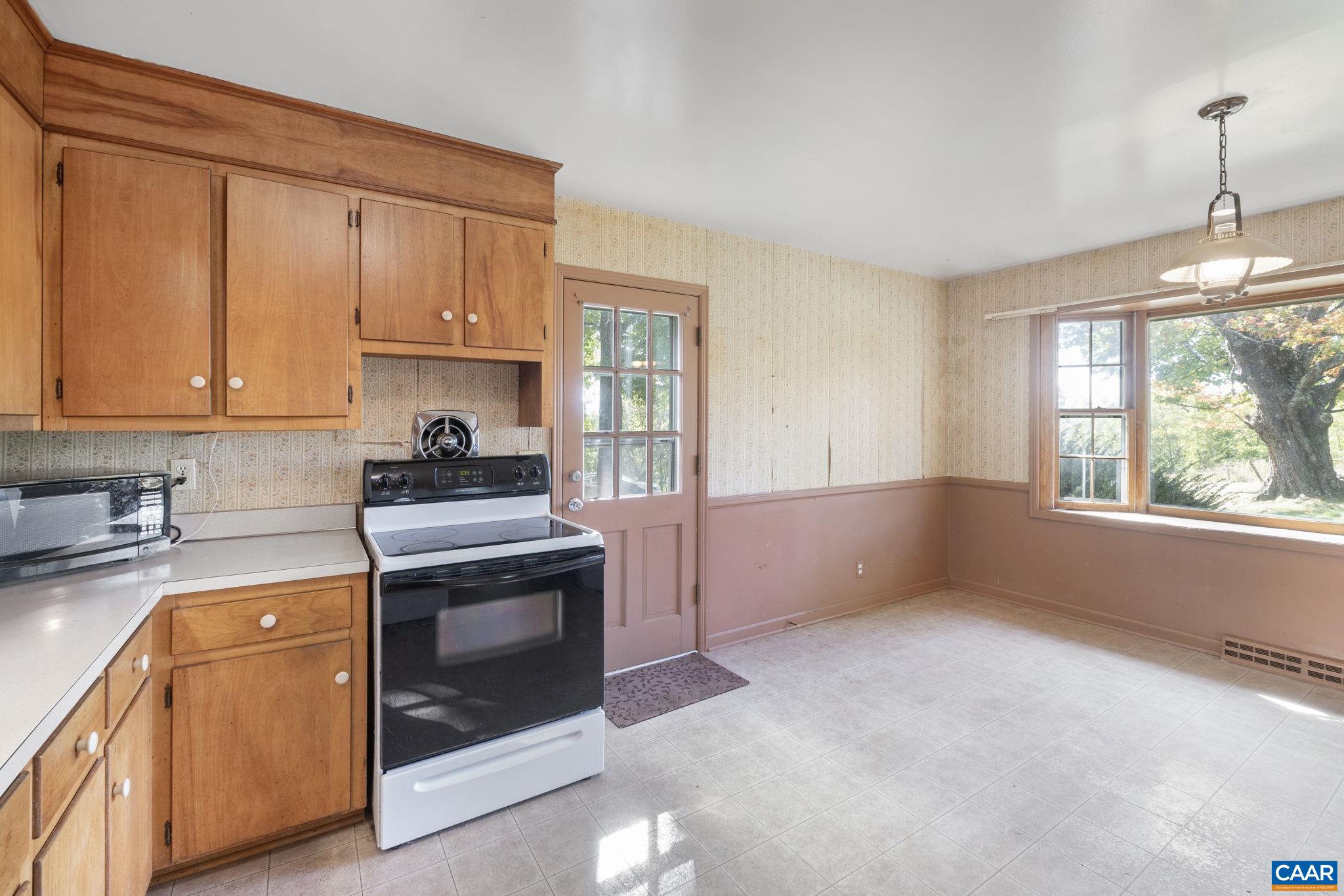 9281 Dick Woods Road Afton, VA 22920 - Photo 9 of 29 a kitchen with a stove a sink and a microwave