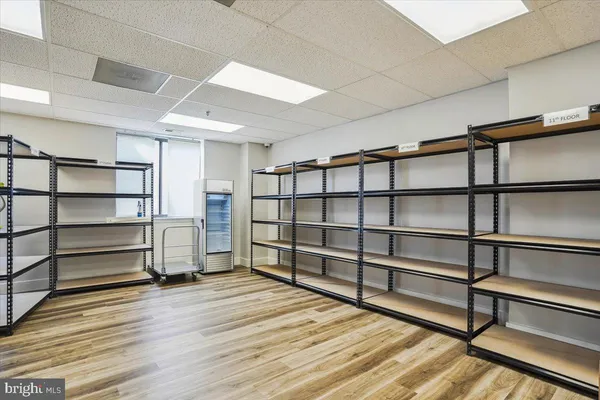 a view of a room with empty racks
