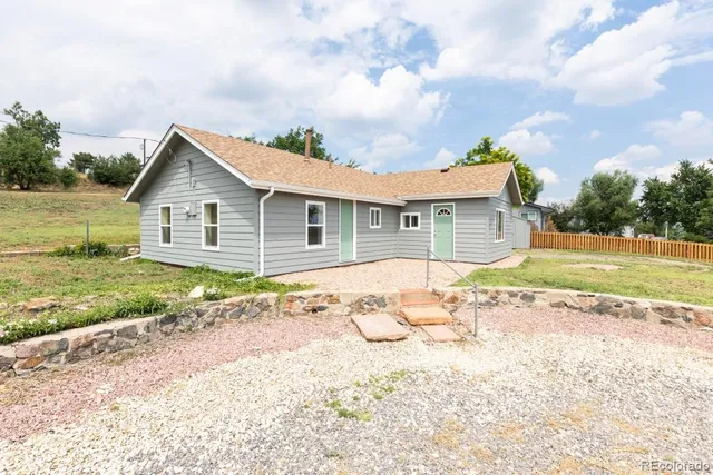 a view of a house with a swimming pool and a yard