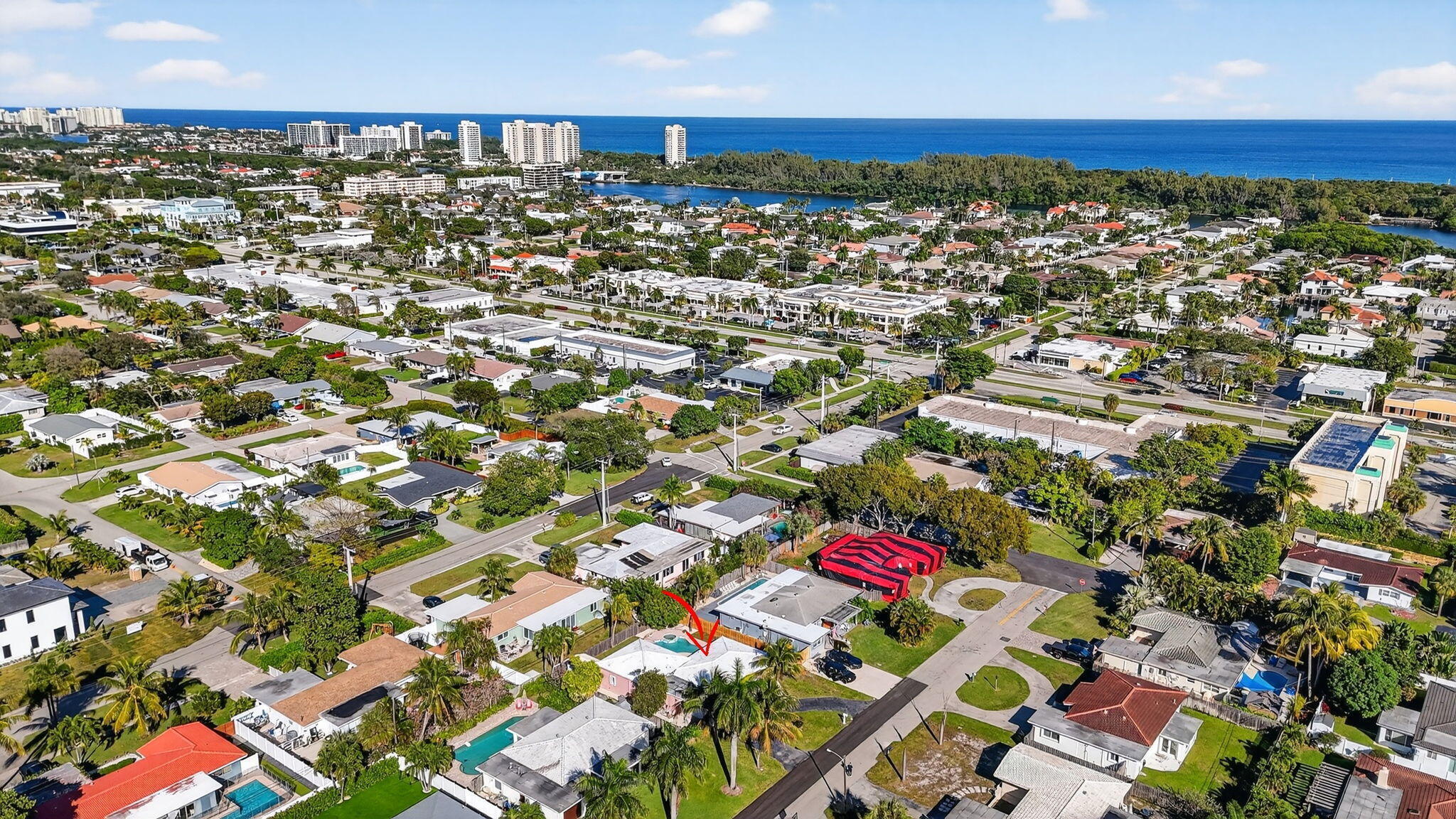 467 Northeast 31st Street Boca Raton, FL 33431 - Photo 18 of 18 an aerial view of residential houses with city and outdoor space