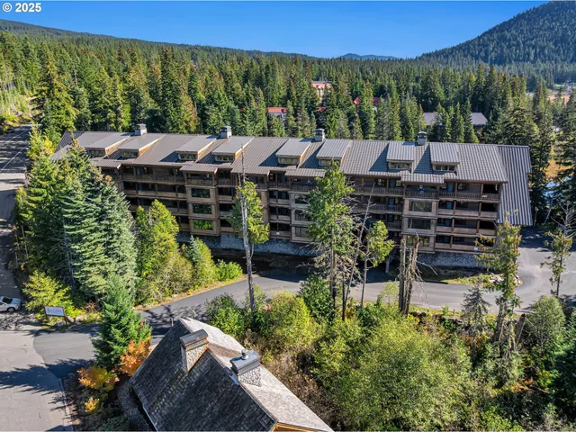 an aerial view of a house with a garden