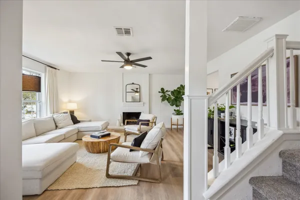 a living room with furniture