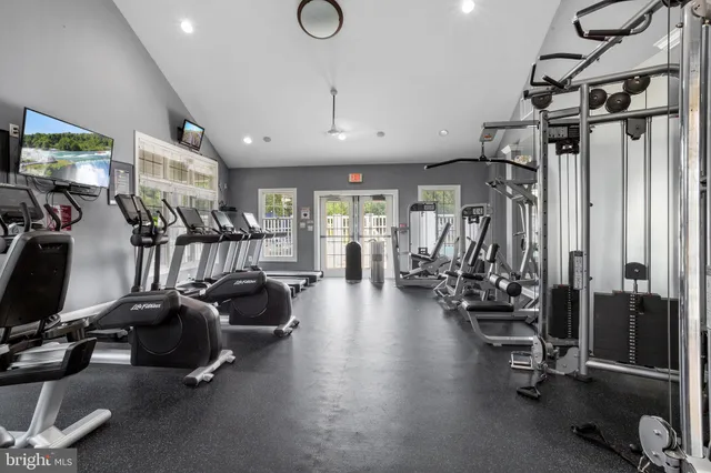 a view of a room with gym equipment