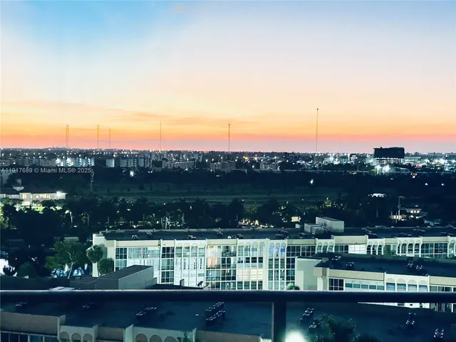a view of a city from a balcony