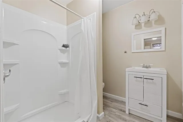 a bathroom with a shower