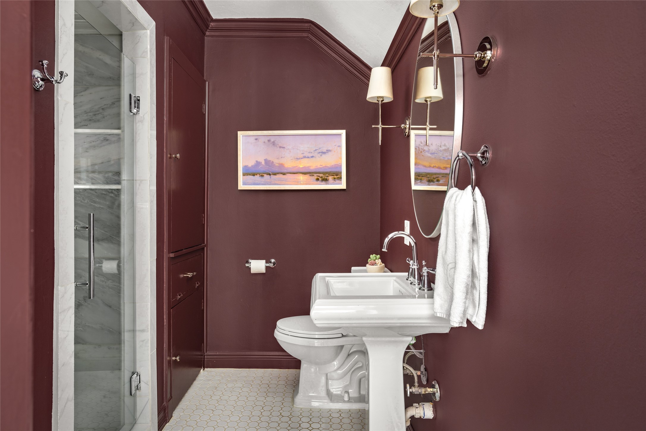 3784 Ingold Street Houston, TX 77005 - Photo 41 of 50 Secondary bath 2 marble shower.
