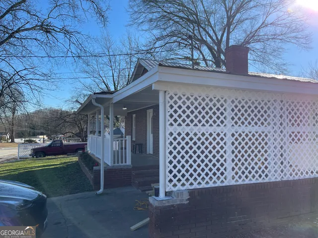 a view of a black gate