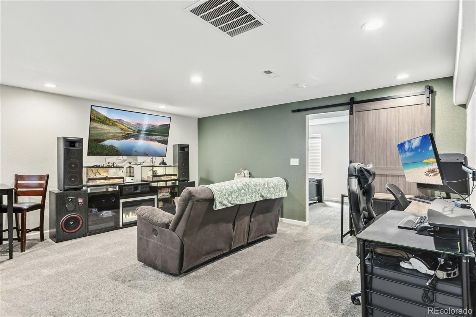 334 Octillo Street Brighton, CO 80601 - Photo 28 of 39 a living room with furniture and a flat screen tv