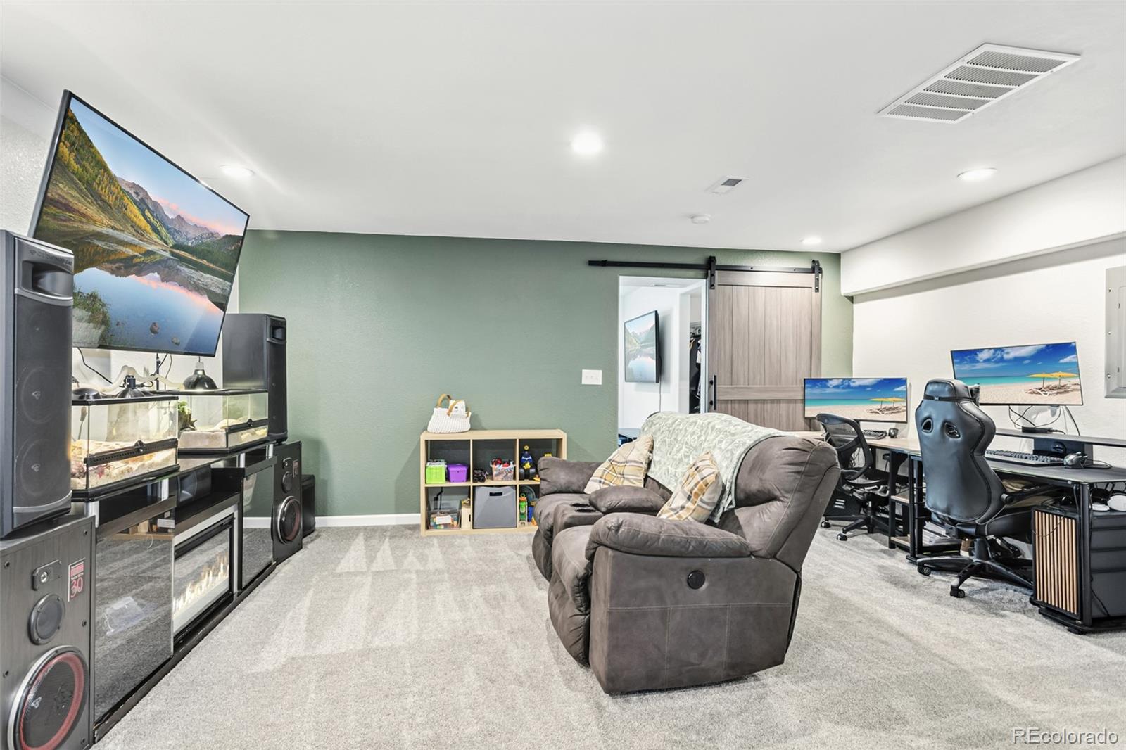 334 Octillo Street Brighton, CO 80601 - Photo 29 of 39 a living room with furniture and a flat screen tv