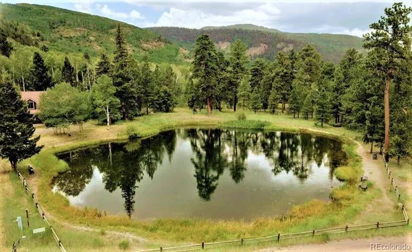 a view of a lake with a mountain