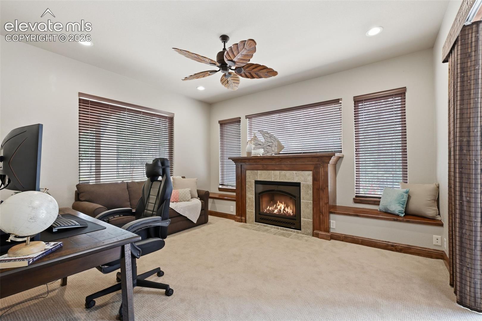 4865 Hidden Rock Road Colorado Springs, CO 80908 - Photo 33 of 50 Second office in the basement with walkout to patio and fourth fireplace!