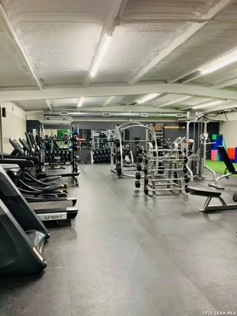 a view of a room with gym equipment