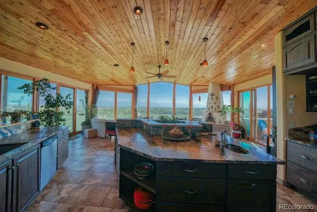 a dining room with furniture